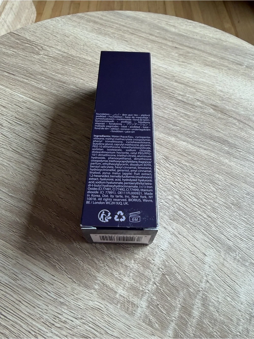 tarte Face Tape Foundation — beige with purple and gold cap accents